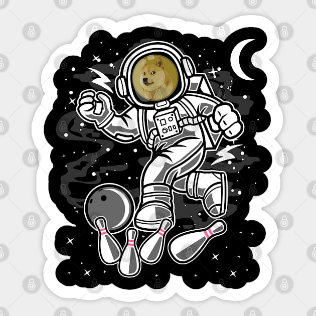 Astronaut Bowling Dogecoin DOGE Coin To The Moon Crypto Token Cryptocurrency Blockchain Wallet Birthday Gift For Men Women Kids Sticker by Thingking About